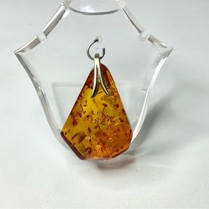 14K Gold Amber Pendant for Necklace